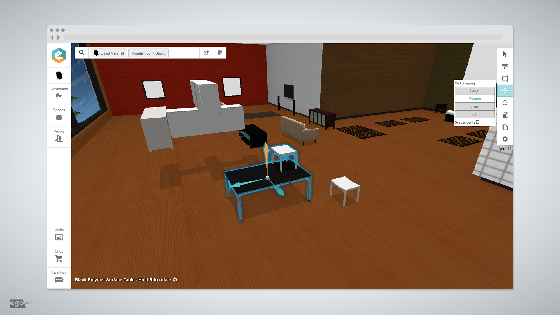 Screenshot of 3d object manipulation in Egowall