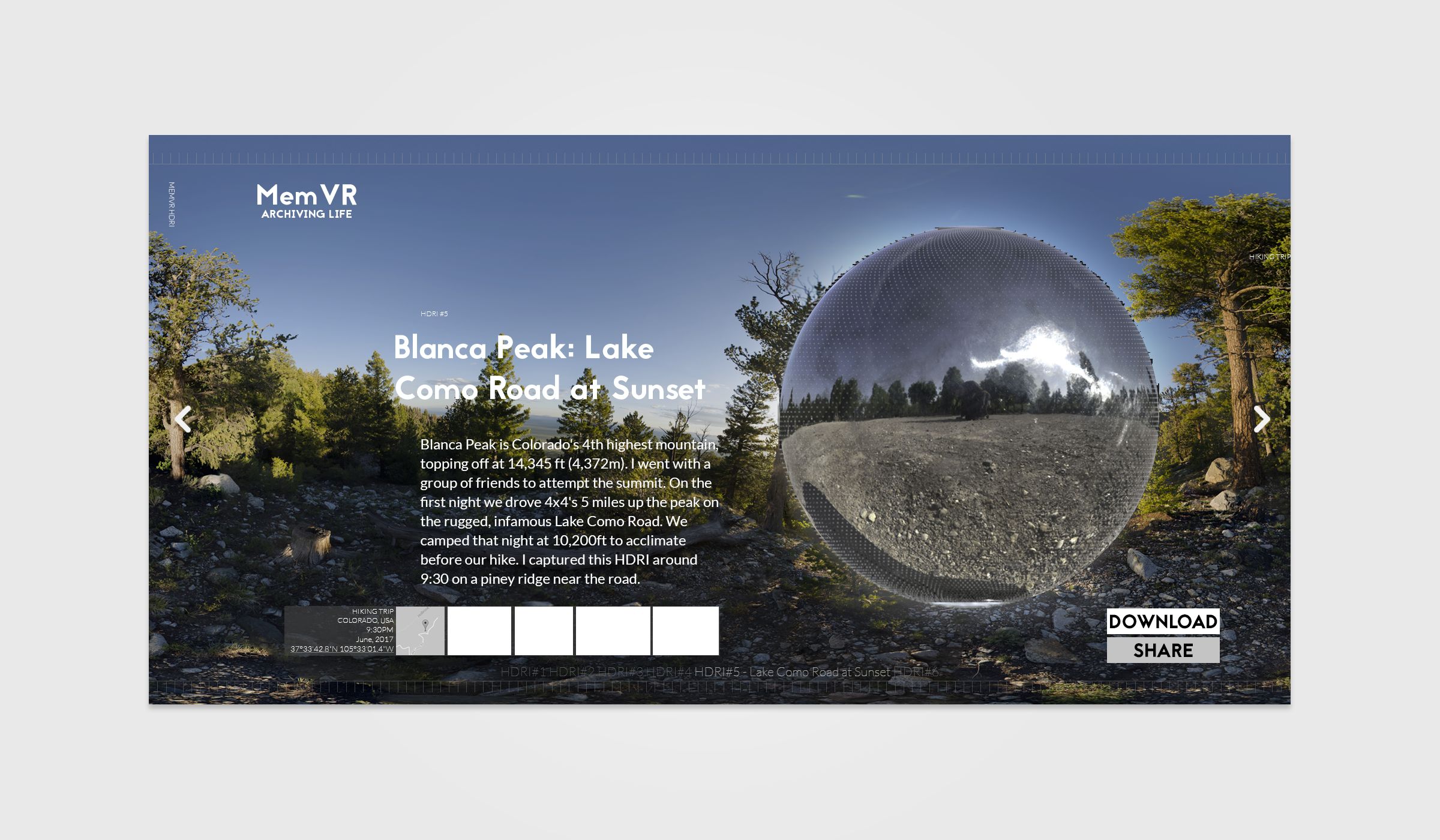 Screenshot of HDRI site Visual Design